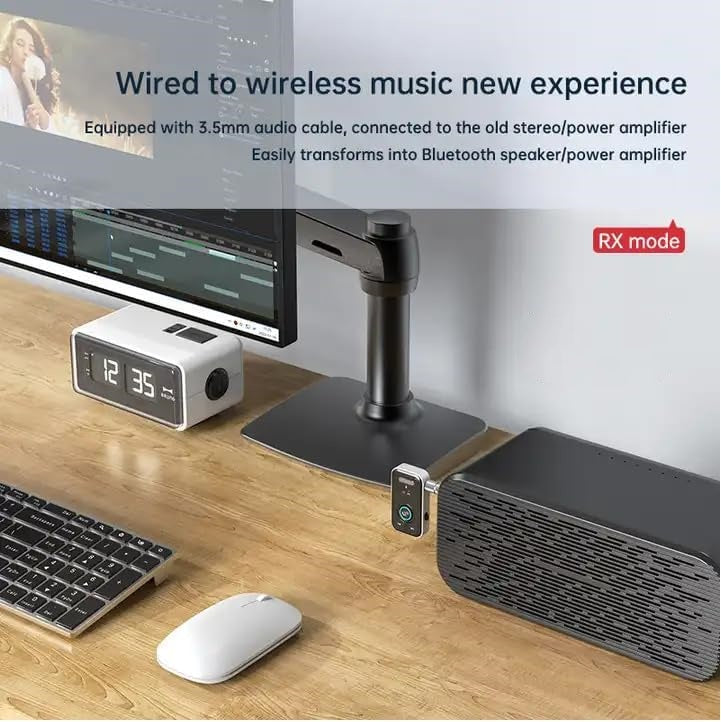 2 IN 1 Wireless Transmitter and Receiver Bluetooth 5.3 Adapter 3.5mm For Car Audio Aux Handsfree Headset