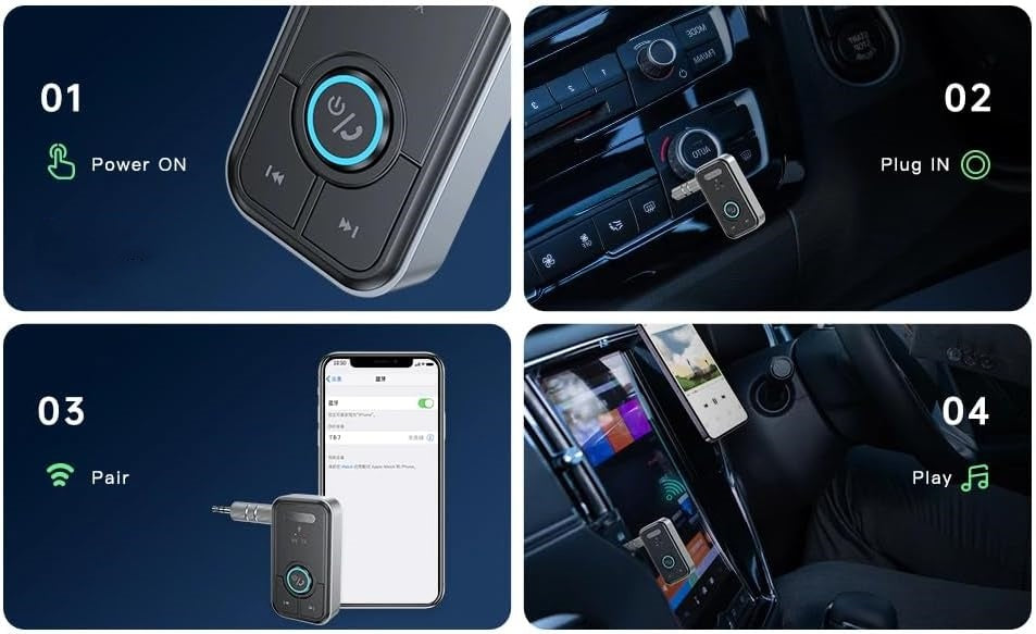 2 IN 1 Wireless Transmitter and Receiver Bluetooth 5.3 Adapter 3.5mm For Car Audio Aux Handsfree Headset