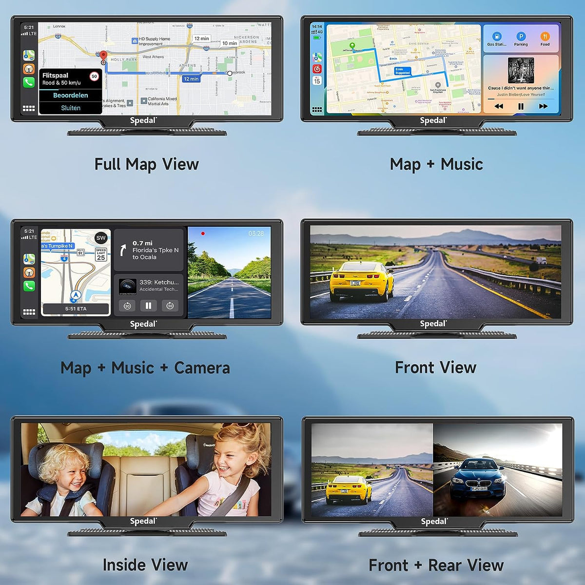 CL860-Portable 9.3" Wireless CarPlay Car Stereo with Dash Cam