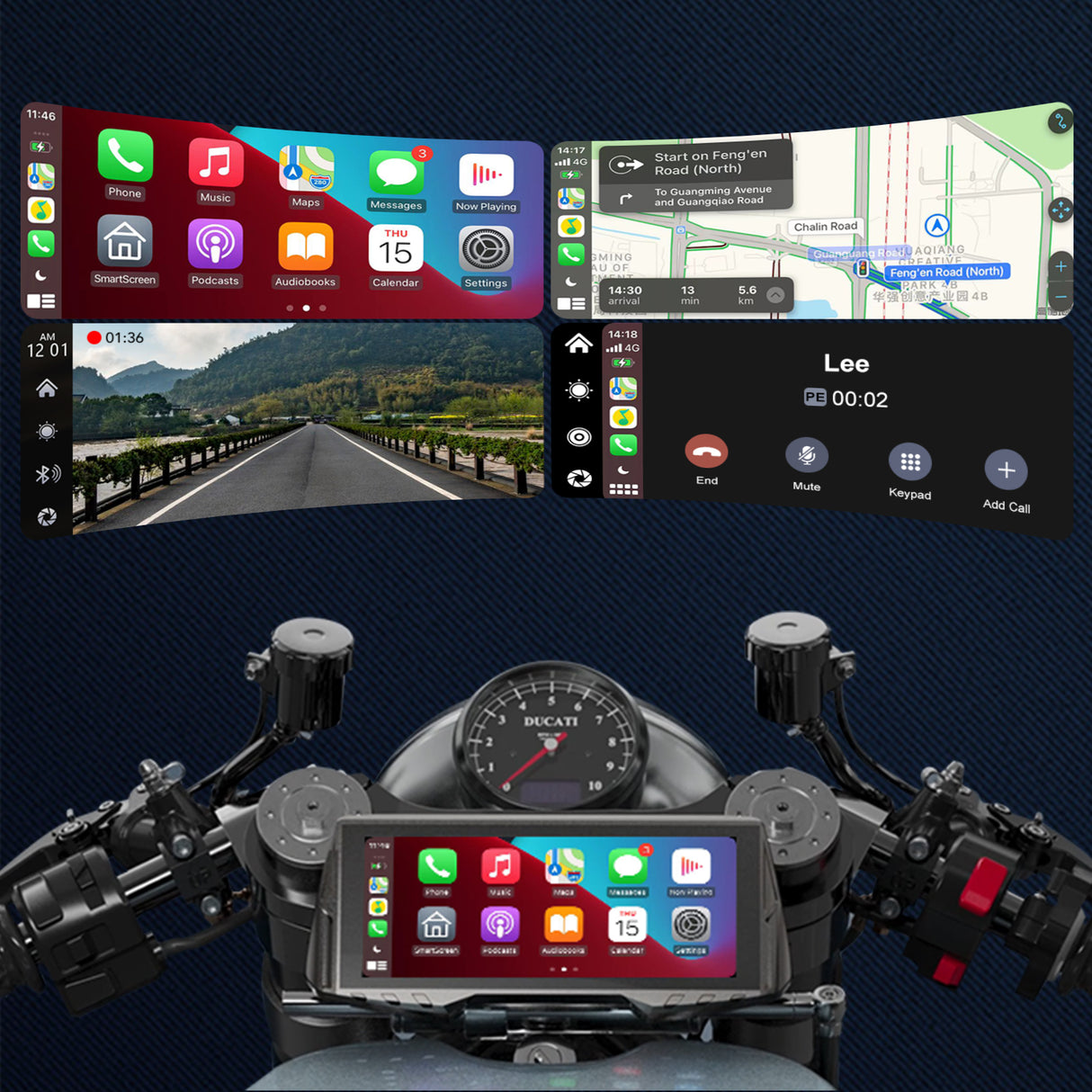 NaviCam CL876- 6.86" Multifunction Motorcycle GPS /Motorcycle Cameras