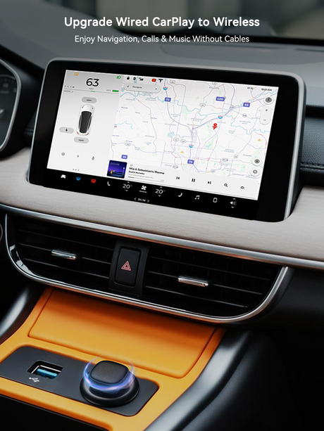 Spedal 322Pro Wireless CarPlay & Android Auto Adapter with Top Touch Switch, Leather-Texture Surface