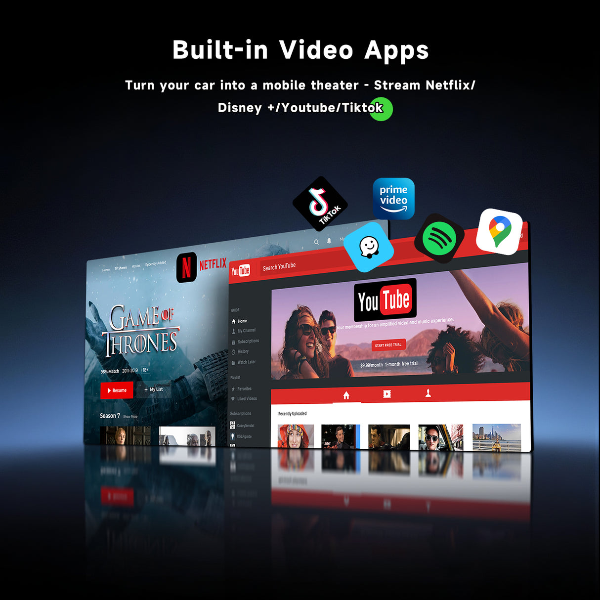 Spedal CL851-3 in 1 Display Audio Dual Wi-Fi wireless CarPlay/Android Auto simultaneous use 10.26 inch split screen display