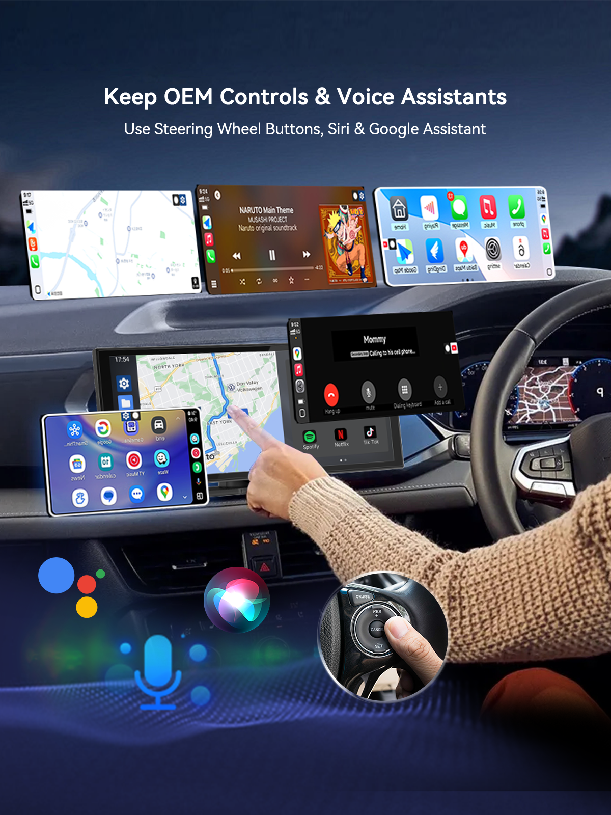 Spedal 323-6 Wireless CarPlay Adapter & Android Auto Dongle, for iPhone & A
