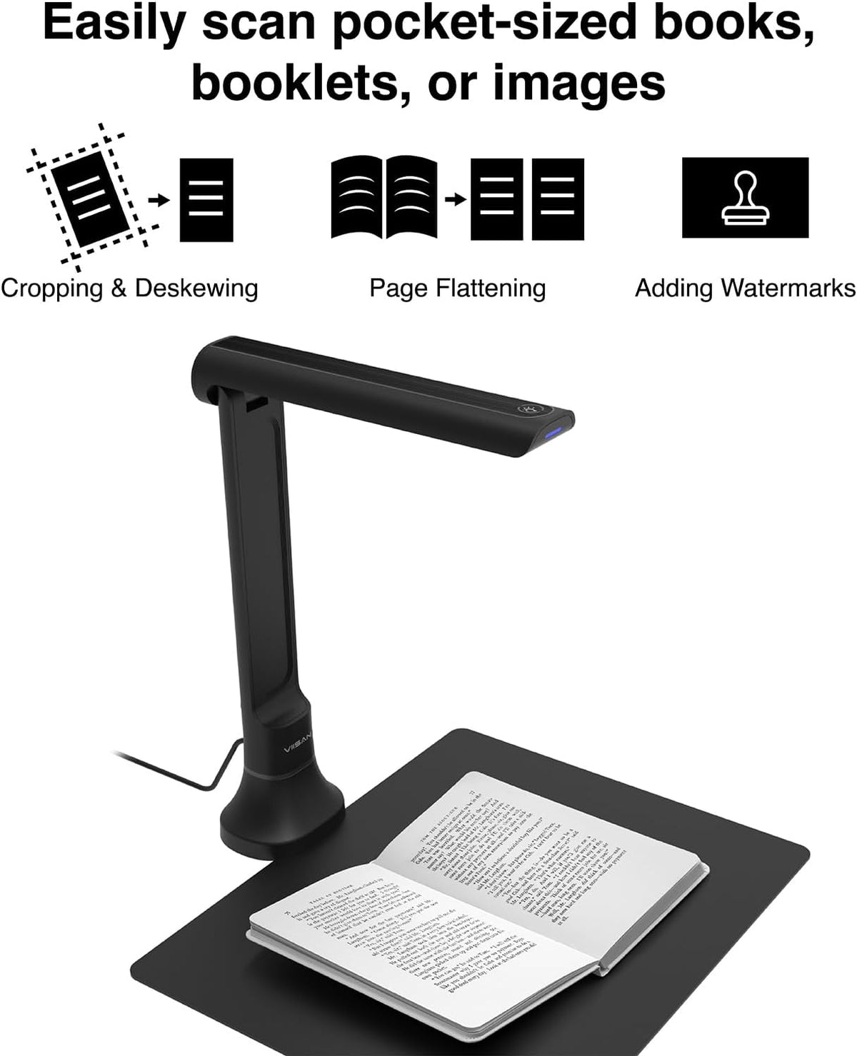 VIISAN DB8401 16MP Document Camera for Office & School, Windows/macOS Certified USB Scanner with OCR,TTS,Barcode Recognition, Fo