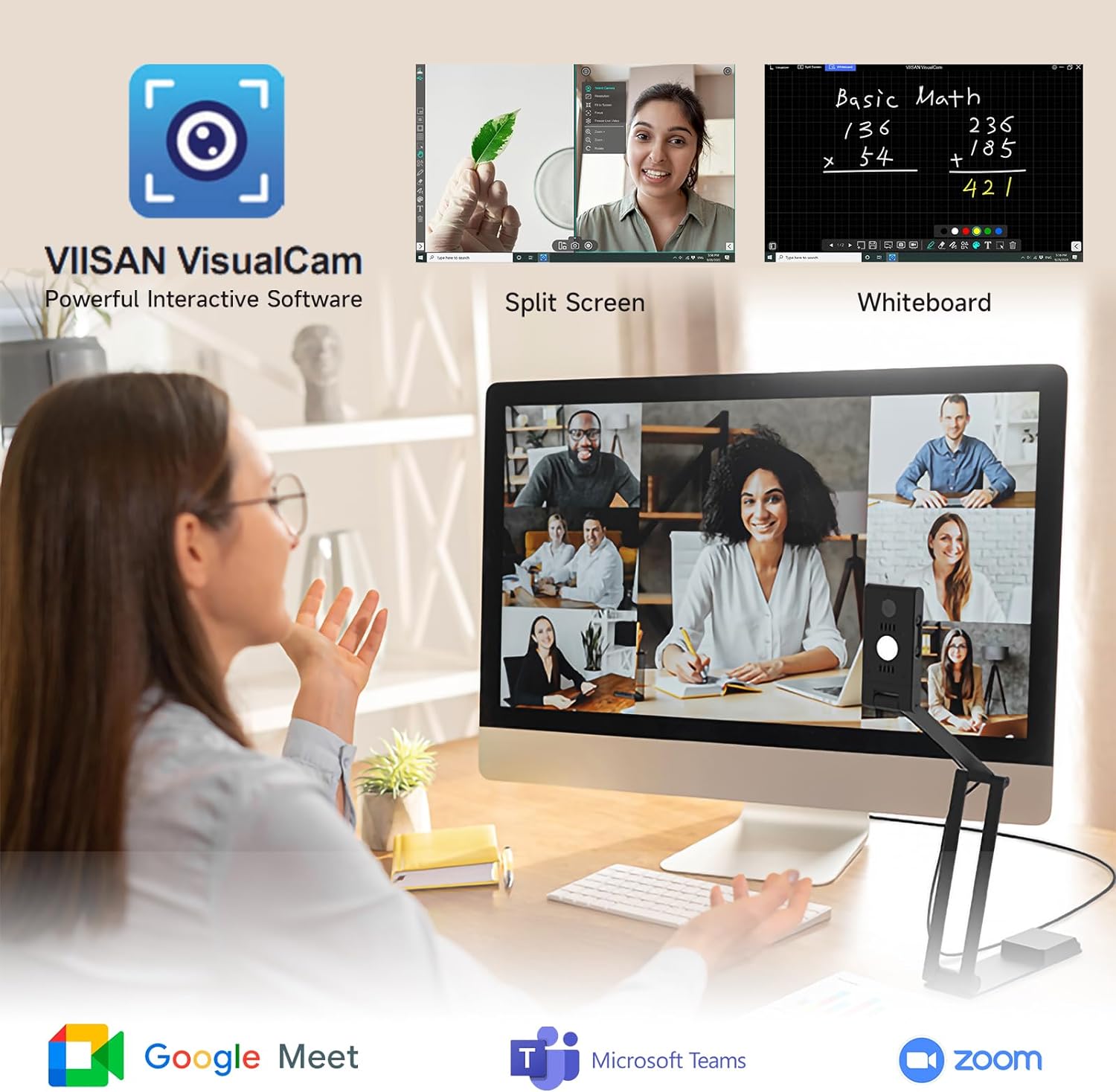 VIISAN VS13AI USB Document Camera with AI-Noise Reduction Mic