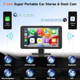 CL518-5 Inch Portable Car Stereo Wireless CarPlay with 2.5K Dashcam