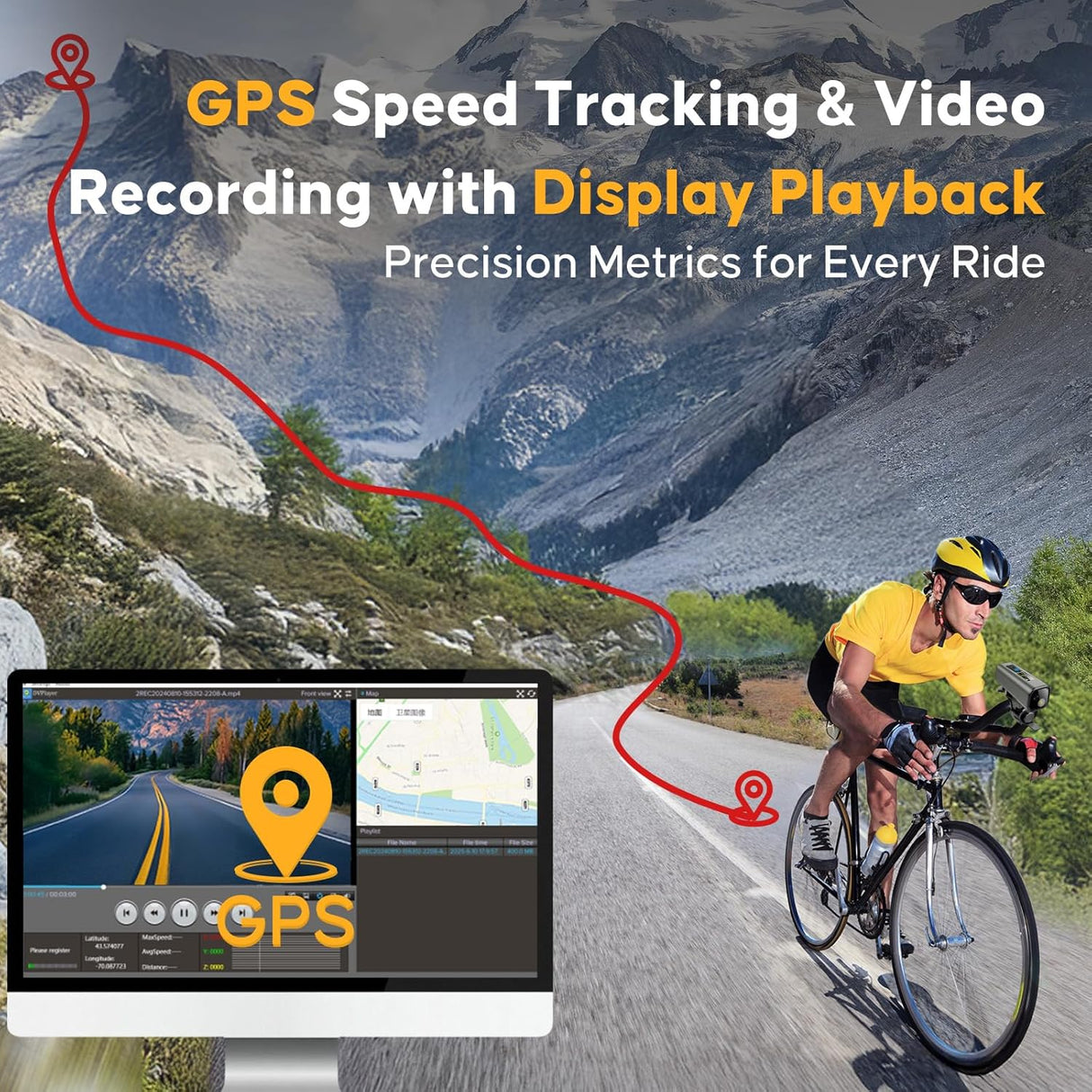 Spedal Multi-functional Bike Light with GPS Speed Display & 1080P Camera & App 64G Card