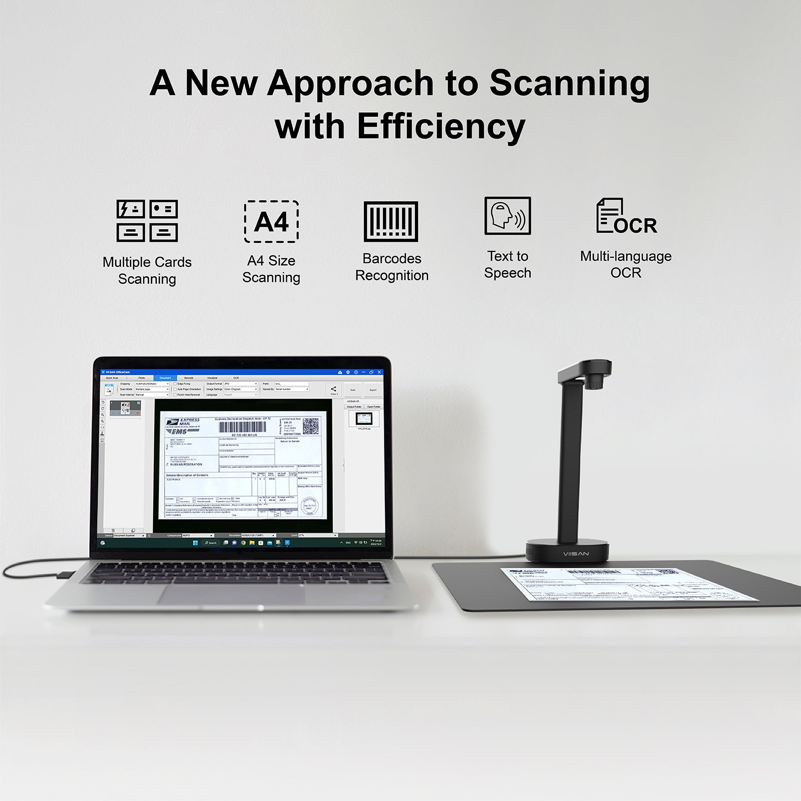 VIISAN A8401 16MP Portable Document Scanner Camera, A4 Capture