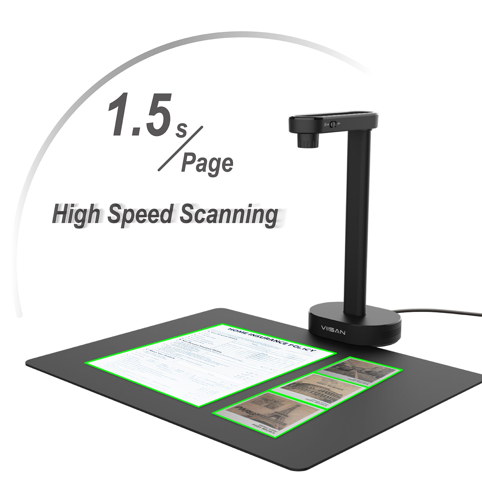 VIISAN A8401 16MP Portable Document Scanner Camera, A4 Capture