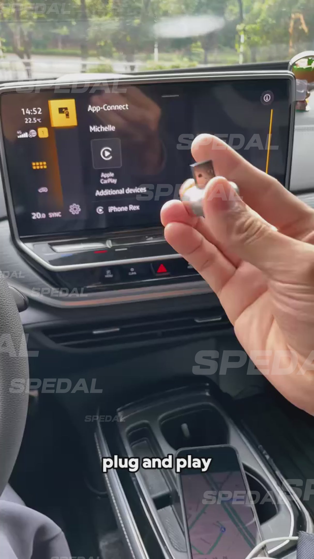 Spedal CL322-2 in 1 Wireless CarPlay Adapter, Plug & Plug Auto Connect No Delay